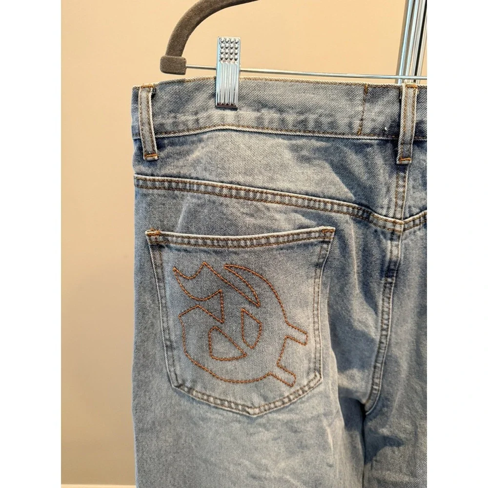 Godspeed Jeans Sid Vicious Denim Mens Blue Straight Leg Distressed Size 36x32